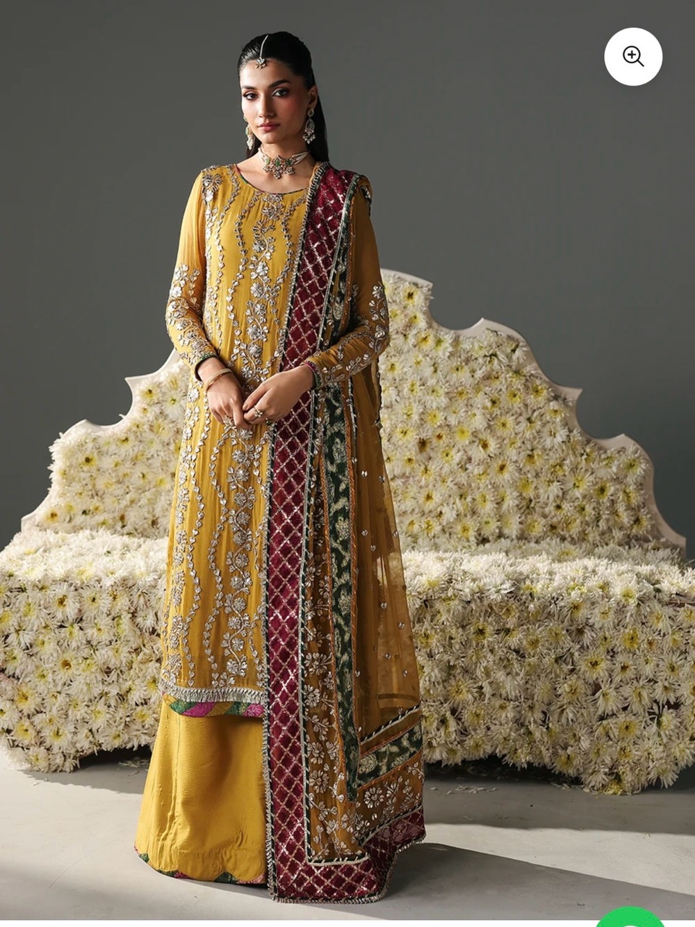 Embroidered Mustard Yellow Women’s Dress with Contrast Dupatta